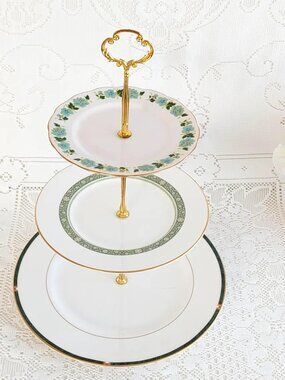 3 Tier Vintage Bone China Cake Stand Mixed Pattern Afternoon Tea Party Serving